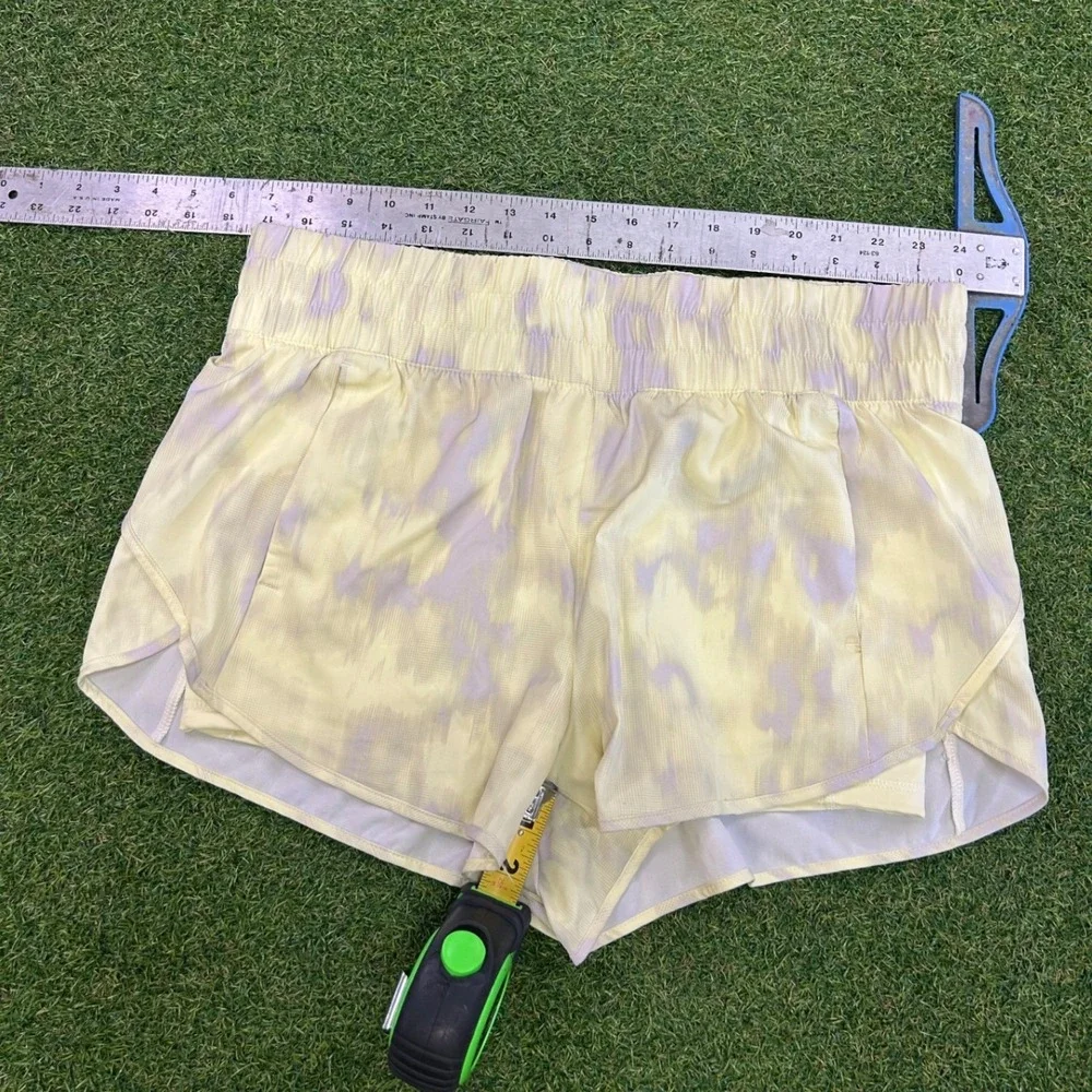 Avia Womens Tie Dye Running Shorts Yellow Purple Smocked Waist L 12-14